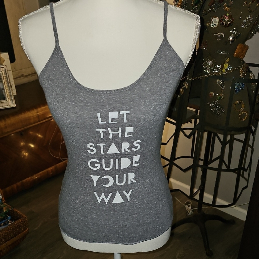 BILLABONG Womens fitted Gray Tank Top with Inspirational Print! Size medium